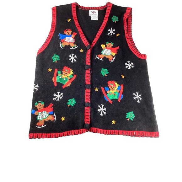 Womens Nutcracker Ugly Christmas Sweater Vest * Large* Black Red *Ramie cotton - Picture 3 of 11